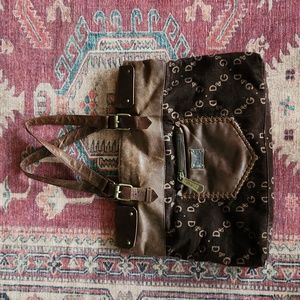 D & G leather corduroy monogram shoulder tote bag